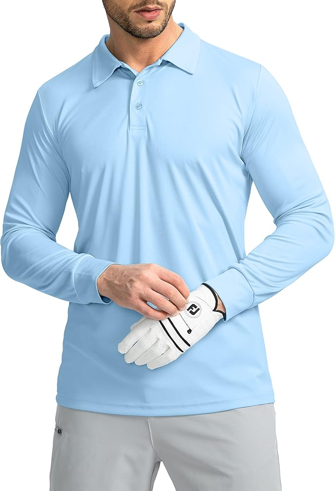 Men's Polo Shirt Long Sleeve Golf Shirts Lightweight UPF 50+ Sun Protection by GGradual