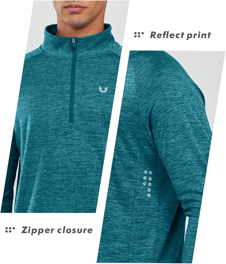 NORTHYARD Quarter Zip Pullover Men Running Shirt Long Sleeve Moisture Wicking - Image 4