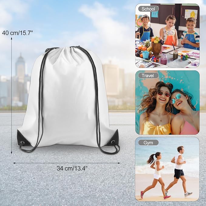 KUUQA 12 Pcs Drawstring Backpack Bags Bulk White Drawstring Bag Foldable Gym - Image 4