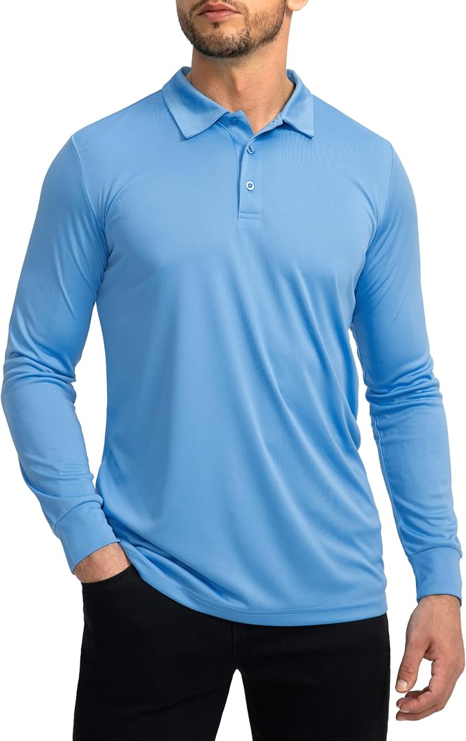 Men's Polo Shirt Long Sleeve Golf Shirts Lightweight UPF 50+ Sun Protection by GGradual