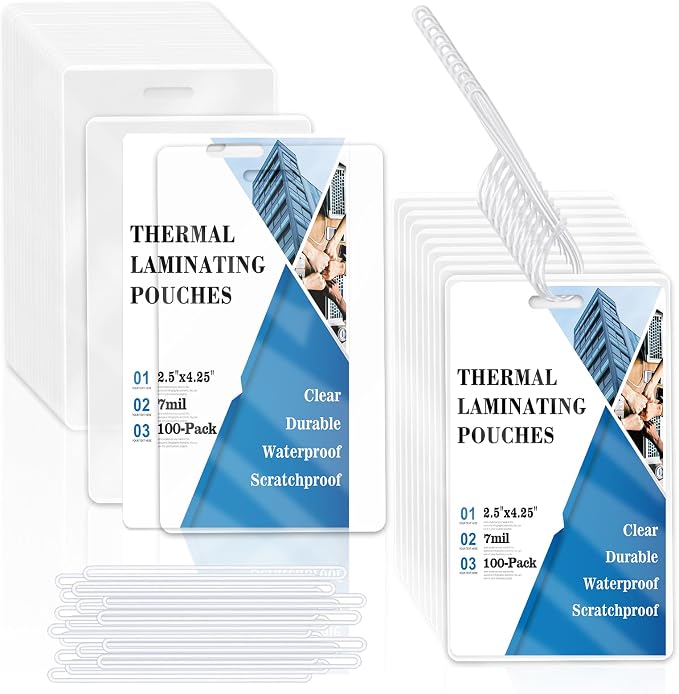 100 Pieces 7 Mil 2 1/2" x 4 1/4" Luggage Tag Laminating Pouches by XUWAIDSGN