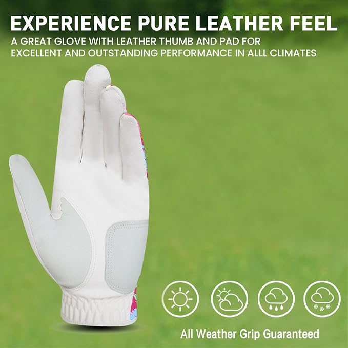 Golf Gloves Women with Ball Marker 2 Pack, Right Handed Golfer Left Hand - Image 3