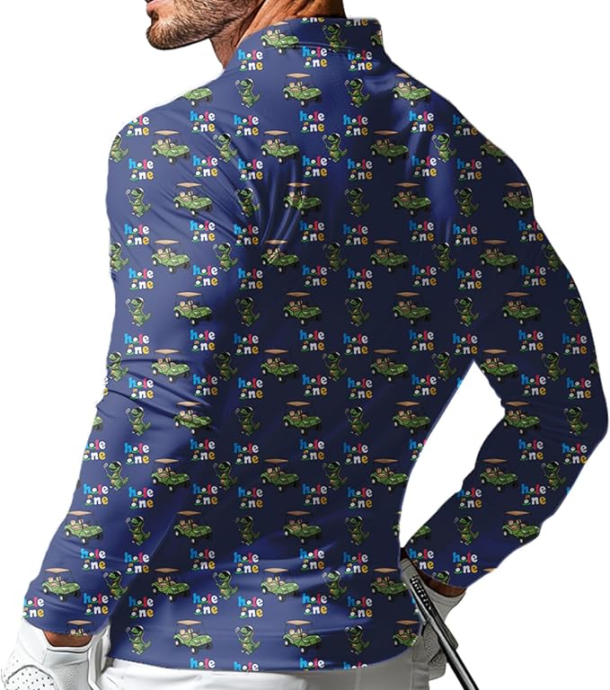 Men's Long Sleeve Golf Shirt Quick Dry 3 Button Work Fishing Outdoor Casual - Image 2