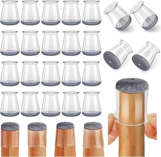 24 Pcs Chair Leg Floor Protectors Round, Silicone Felt Furniture Leg Pads Caps Covers for Hardwood Floors (Fit 8/16“ to 15/16”)