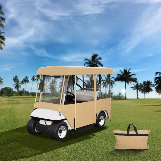 Happybuy Golf Cart Enclosure, 4-Person Golf Cart Cover, 4-Sided Fairway Deluxe, 300D Waterproof Driving Enclosure with Transparent Windows, Fit for EZGO, Club Car, Yamaha Cart