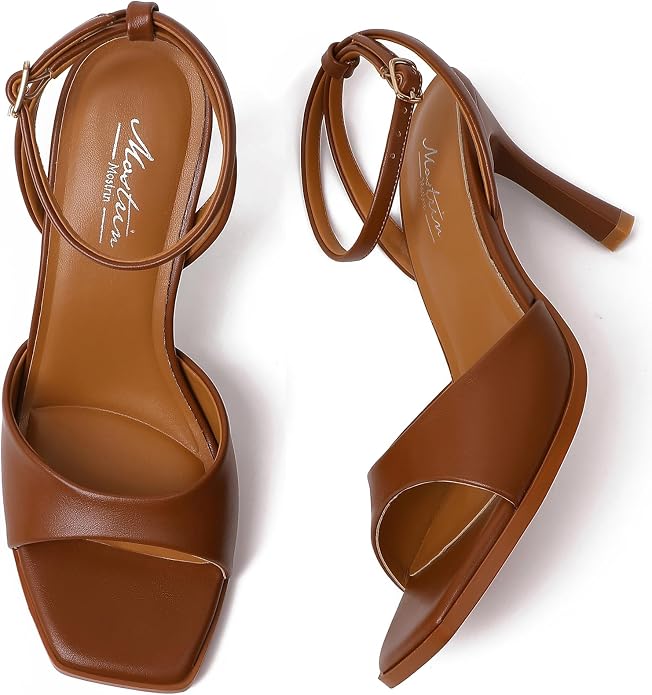 Mostrin Strappy Heels for Women Square Open Toe Lace Up Heeled Sandals Ankle - Image 3