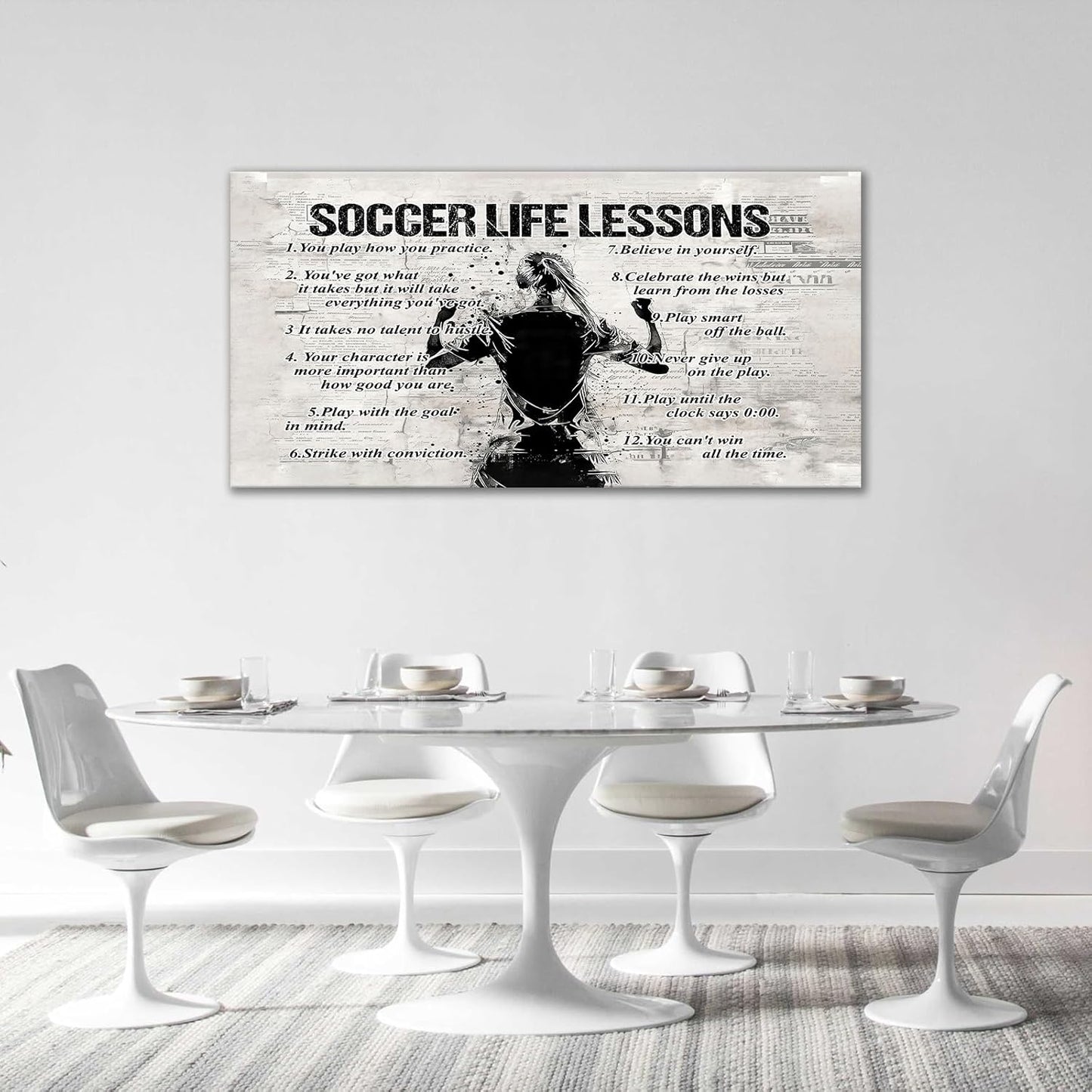 Gyeong Soccer Sports Wall Art for Living Room Large Size Soccer Life Lessons Wall Decor Soccer Sign Retro Canvas Prints Inspirational Pictures Painting Artwork Home Decoration Master Bedroom 60"X30"