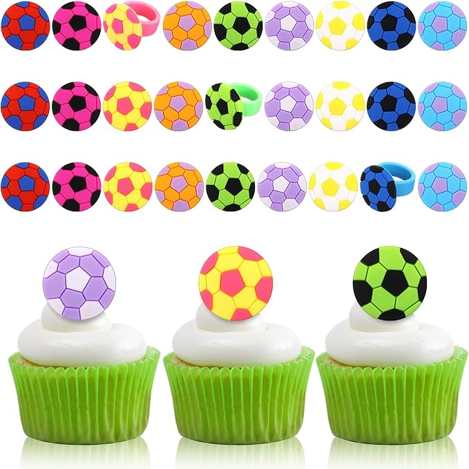 Honeydak 48 Pcs Soccer Sport Cupcake Rings Toppers Decoration Sport Ball Theme by Honeydak