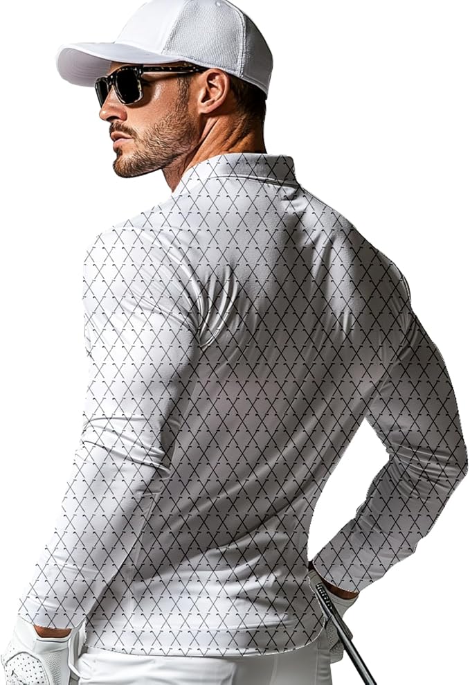 Men's Long Sleeve Golf Shirt Quick Dry 3 Button Work Fishing Outdoor Casual - Image 2