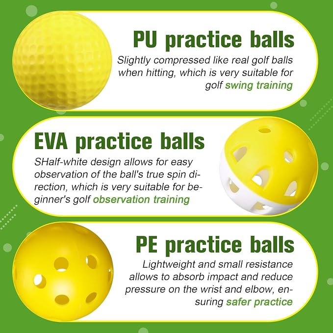 30 Pack Practice Golf Balls 42mm Rubber EVA Plastic Golf Training Ball High - Image 3
