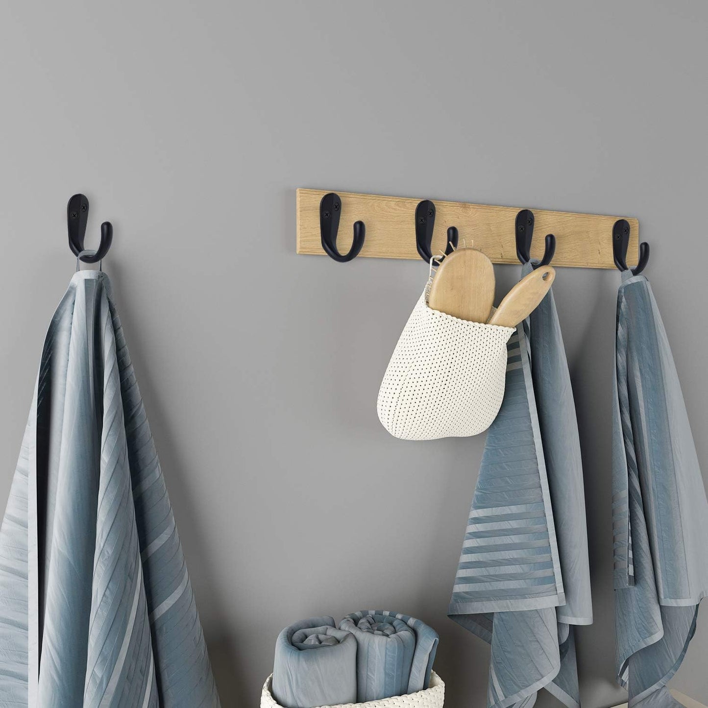 IBosins 15PCS Coat Hooks Wall Mounted Single Prong Robe Hook for Hanging Towel Hooks with 30 Screws for Bags, Hat, Cap, Scarf, Cup (Black)