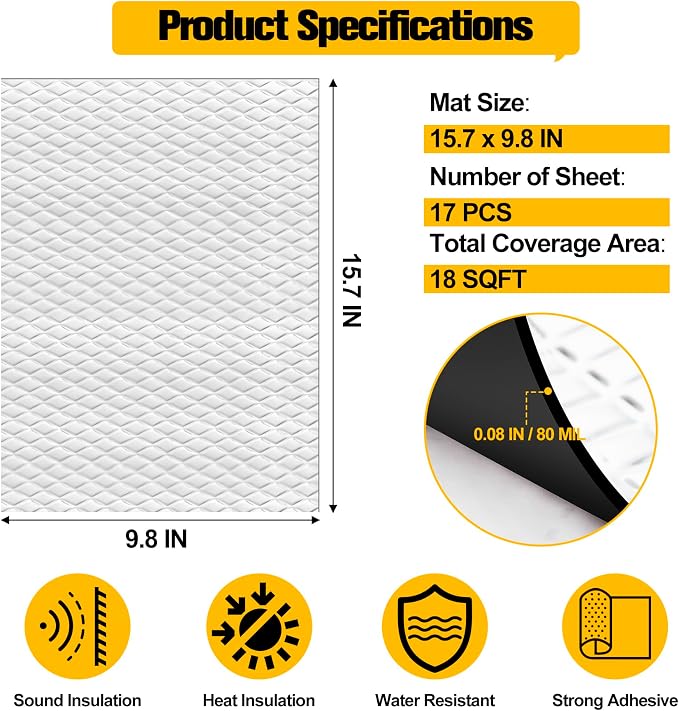 MYFAMIREA 18 sqft Car Sound Deadening, Sound Deading Material Mat - Image 2