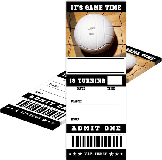 20 Volleyball Game Ticket Invite Cards-Volleyball Birthday Invitation with Envelopes for Teens kids Adults-Sports Birthday Cards-Party Favor & Supplies (3×8 inch)-A09