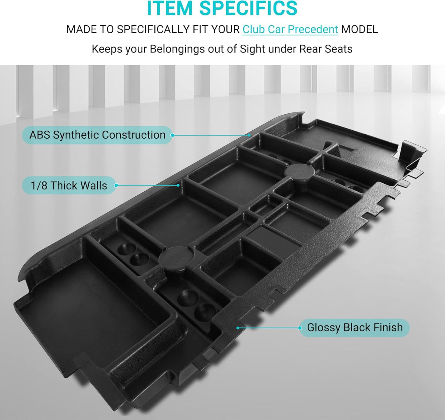 10L0L Golf Cart Under Seat Storage Tray Fits EZGO TXT, RXV, Club Car DS, Club Car Precedent, Yamaha G29, Electric Vehicle with Original Trojan Battery Underseat Organizer Container Holder Plate