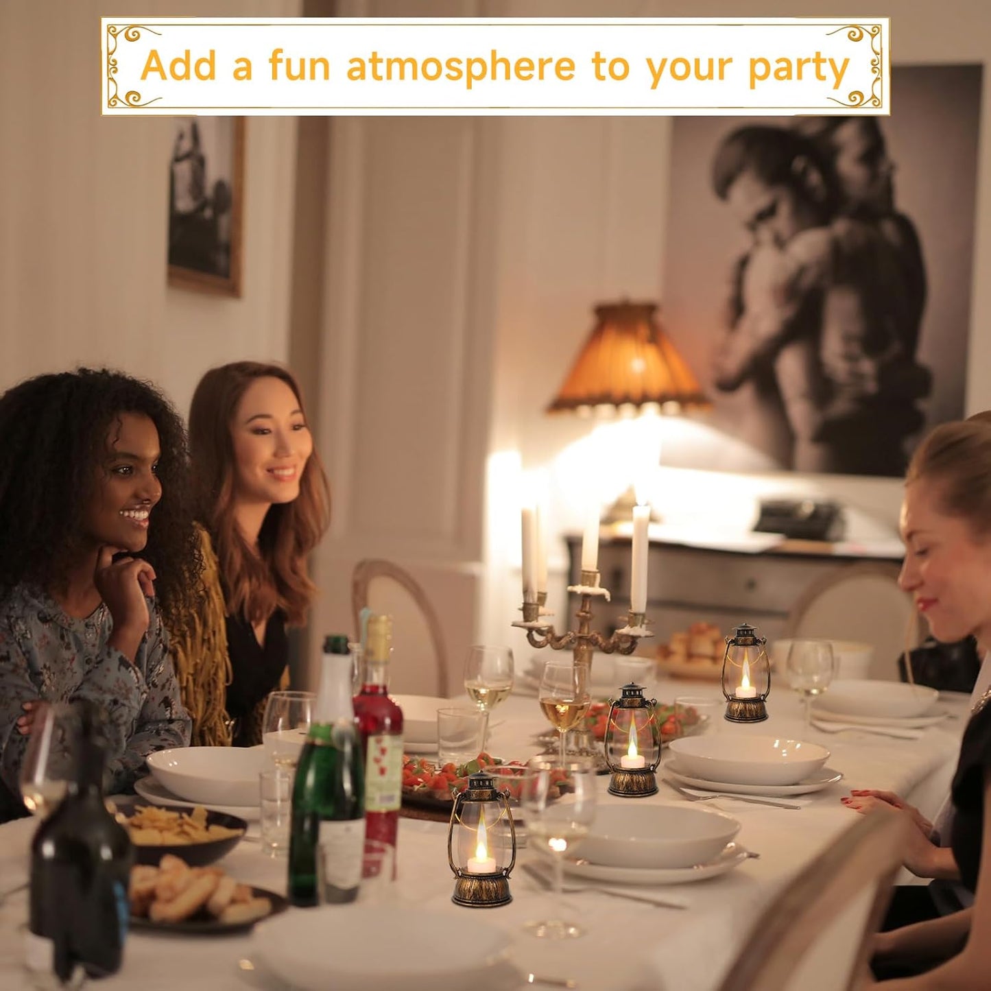 12Pcs Mini Lantern Decorative with Flickering LED Candle, 6Inch Small Western Lantern for Table Centerpiece, Vintage Hanging Candle Holders for Western Halloween Camping Party Decor (Brown)