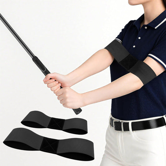 2 Pack Golf Swing Training Aid Swing Correcting Arm Band for Muscle Memory & Body Connection – Golf Trainer for Beginners, Left/Right-Handed Players (Black)