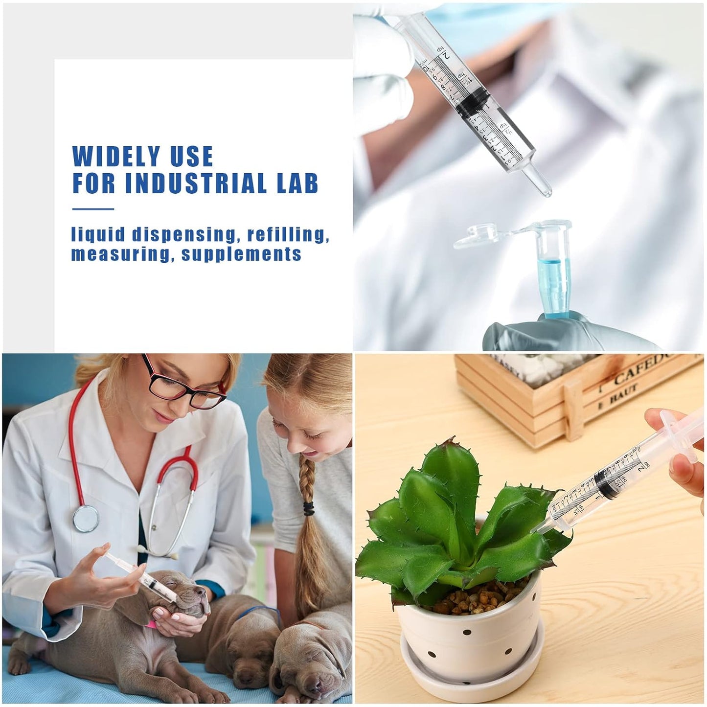 10 Pack Plastic Syringe Liquid Measuring Syringes Without Needle for Epoxy Resin, Craft, Scientific Labs, Feeding Pets Animals, Oil or Glue Applicator (10 ML)