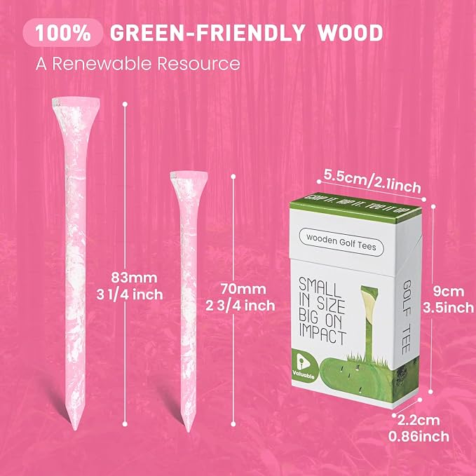 Amy Sport Colorful Golf Tees Wooden 3 1/4 2 3/4 Inch Value 18/72/180 Pack - Image 3