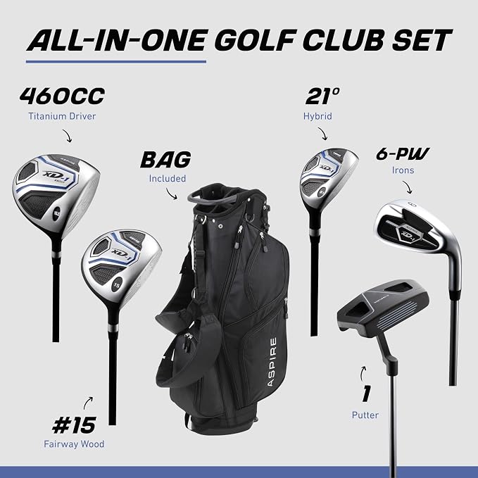 Aspire XD1 Men’s 14-Piece Golf Set – 460cc Titanium Driver, 6-PW Irons - Image 2