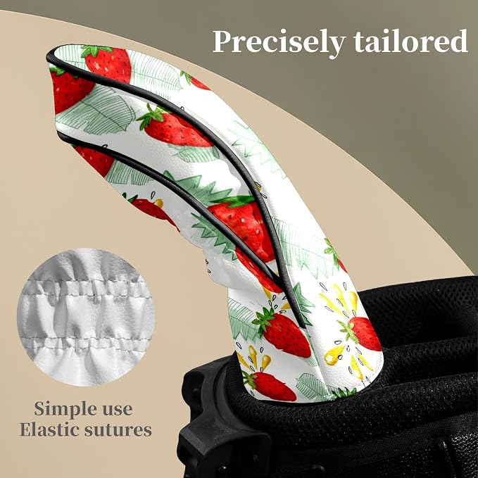 Premium Leather Golf Club Headcovers, Mango Pattern Fits Driver Hybrid Fairway - Image 5