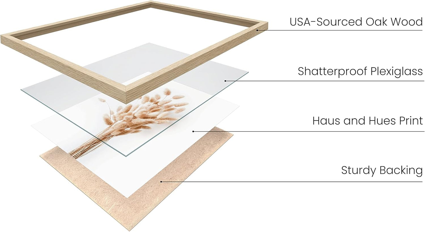 HAUS AND HUES Flower Wall Decor - Set of 4 Floral Wall Art, Flower Wall Art, Floral Pictures Wall Decor (Beige Frame, 11x14)