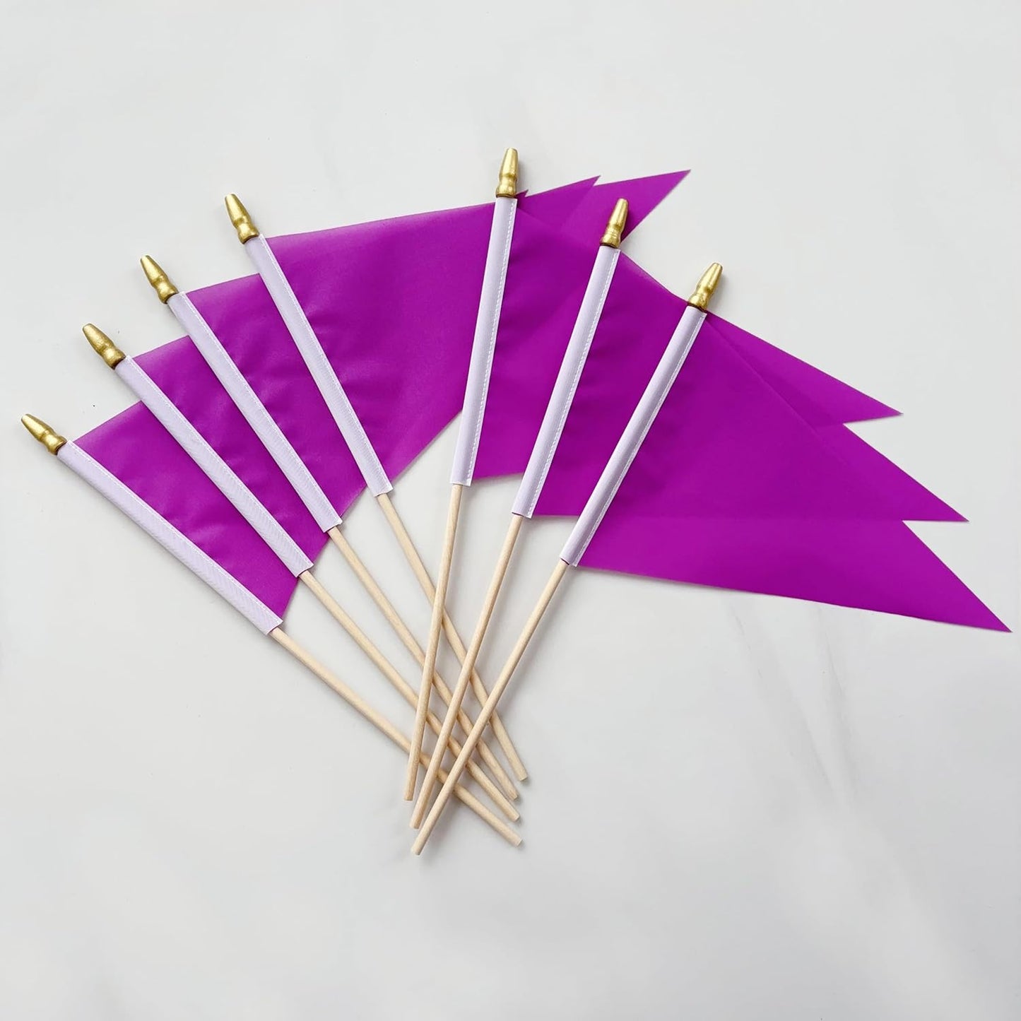 20 Pack Solid Color Purple Blank Pennant Flags on Wood Stick Small Mini Plain DIY Graffiti Flags,Decorations for Parades,Grand Opening,Kids Birthday,Sports Clubs,5x8 Inch