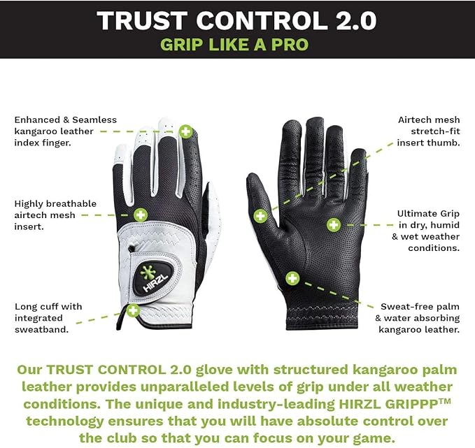 HIRZL Trust Control 2.0 Golf Gloves, All Weather Mens Golf Glove, Kangaroo - Image 4