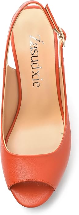 Womens Peep Toe Wedge Heels Matte Fashion Cork Slingback Pumps Platform Wedge - Image 3