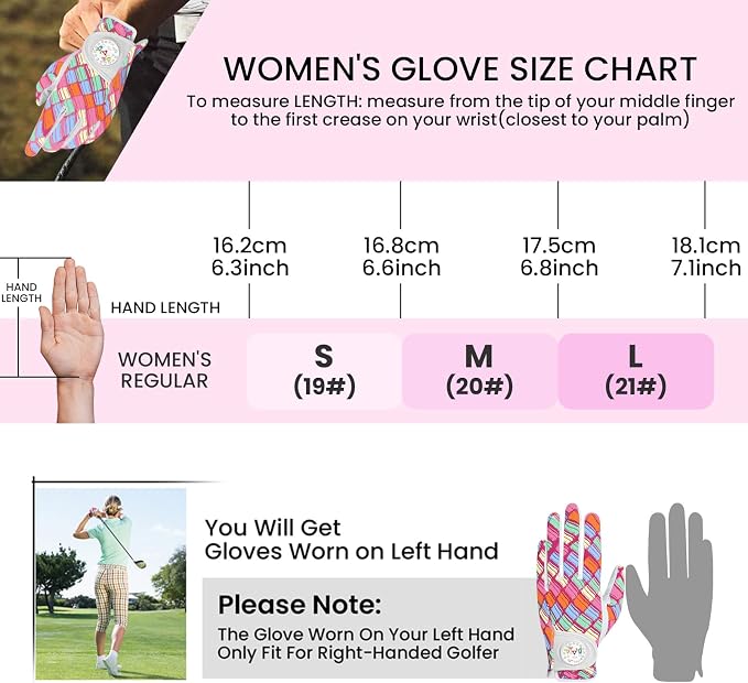 Golf Gloves Women with Ball Marker 2 Pack, Right Handed Golfer Left Hand - Image 6