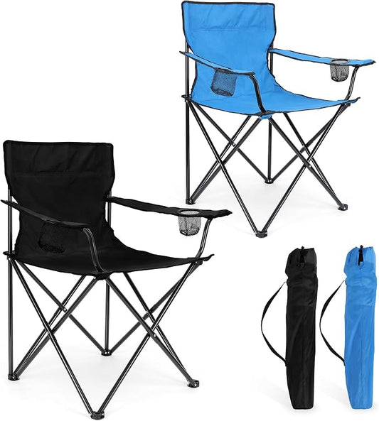 Foldable Camping Chair Set of 2, HaSteeL Folding Camp Chairs & Carrying Bags by HaSteeL