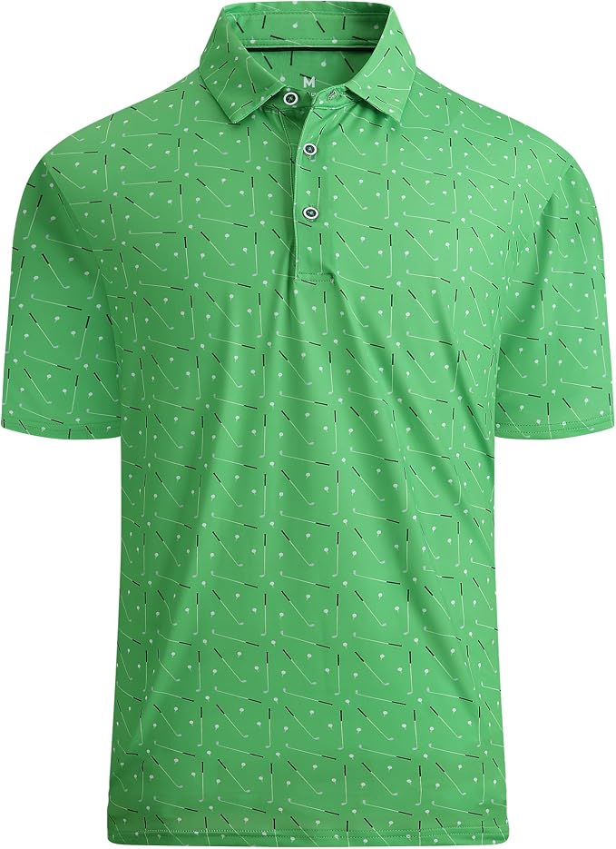 Esabel.C Golf Shirts for Men Dry Fit Performance Short Sleeve Print Moisture by EsabelC