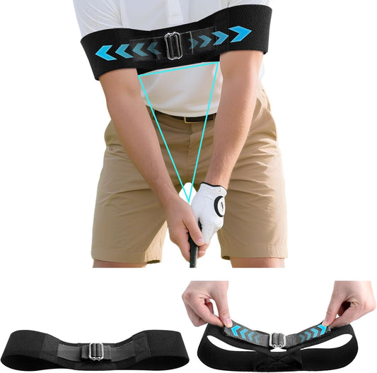 Adjustable Golf Swing Trainer Arm Band-Golf Training Aid with Metal Button for Customized Fit-Enhance Muscle Memory for All Skill Levels-Great Gift for Golfers