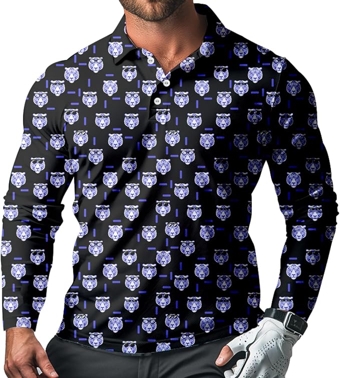 Men's Long Sleeve Golf Shirt Quick Dry 3 Button Work Fishing Outdoor Casual by SQPO