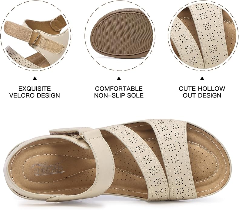 SHIBEVER Women's Wedge Sandals Platform: Comfortable Dressy Arch Support Ankle - Image 2
