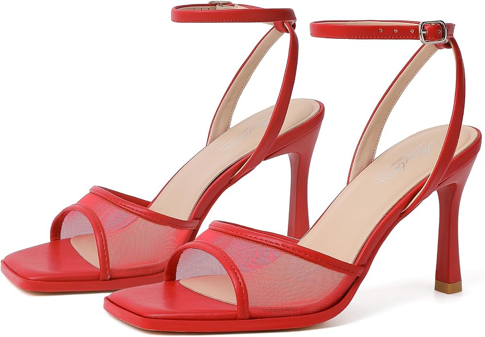Mostrin Strappy Heels for Women Square Open Toe Lace Up Heeled Sandals Ankle - Image 8
