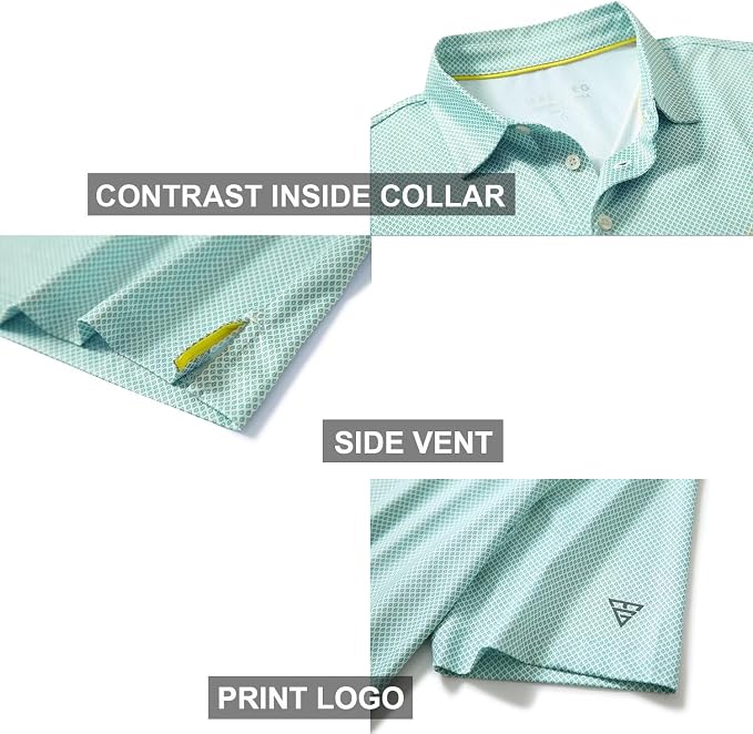 Golf Shirts for Men Dry Fit Short Sleeve Print Performance Moisture Wicking - Image 4