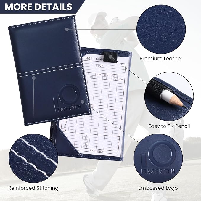 FINGER TEN Golf Scorecard Holder Leather Yardage Books Cover Lucky Clover - Image 2