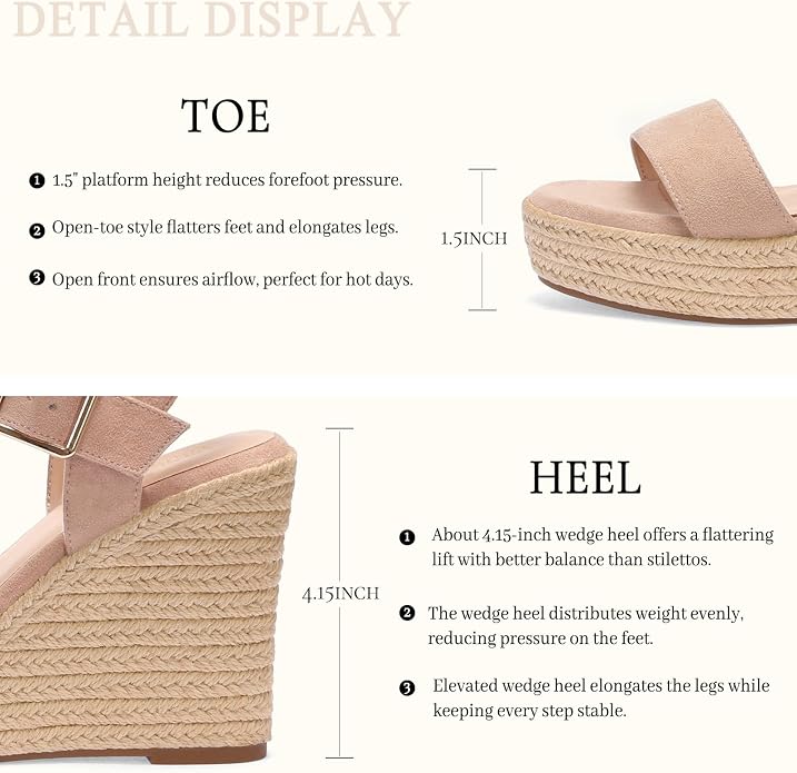 VICKI·VICKI Wedges for Women Platform Sandals Wedge Heels for Sandals - Image 6