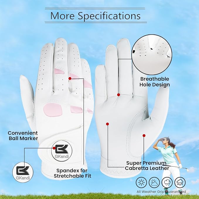 Women Golf Gloves Premium Leather - Image 2