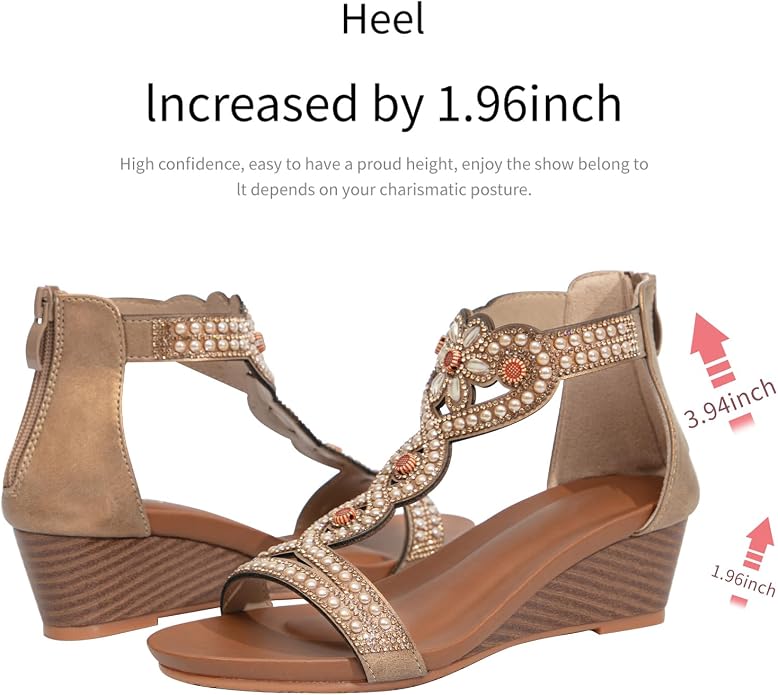 WOJWSKI Women's Slide Wedge Sandal Open Toe High Heel Zipper Back Platform - Image 2
