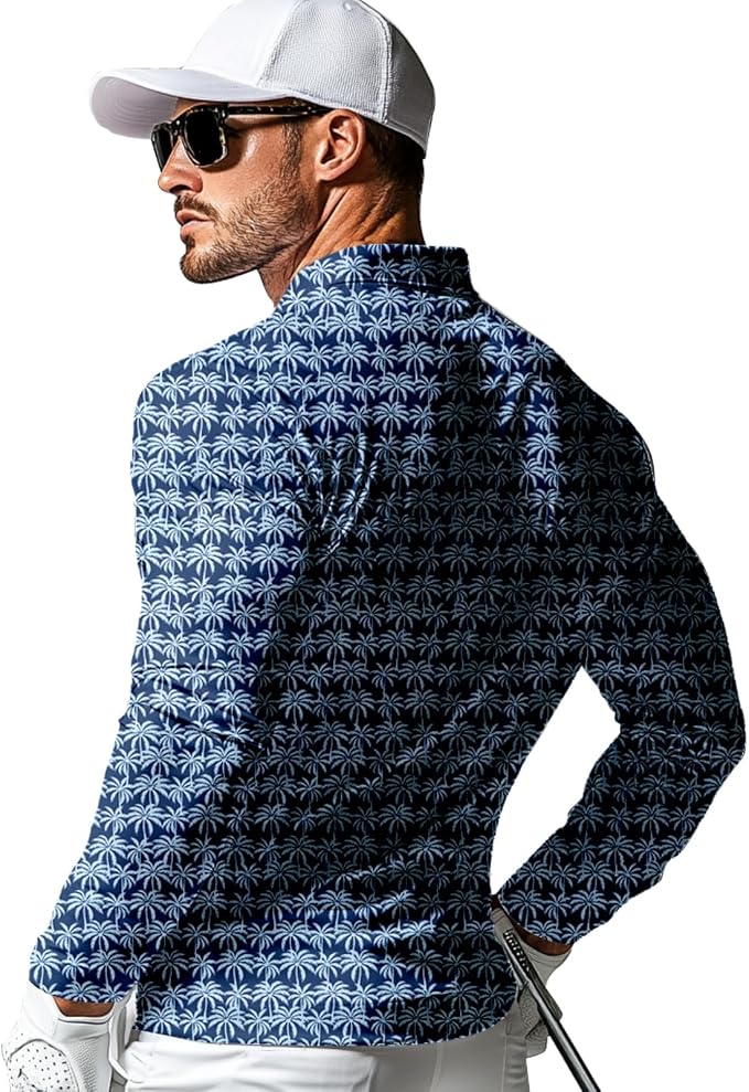 Men's Long Sleeve Golf Shirt Quick Dry 3 Button Work Fishing Outdoor Casual - Image 2