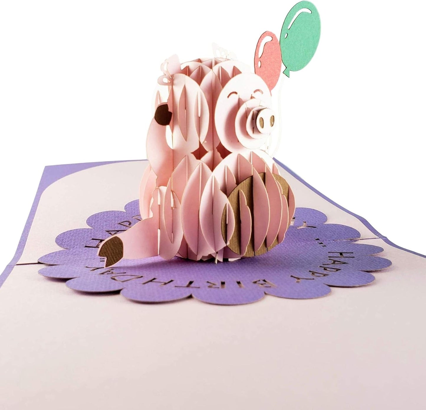 iGifts And Cards Cute Happy Pig Balloons Birthday 3D Pop Up Greeting Card - Awesome, Fun, Cool, Best Wishes, Unique, Funny, Celebration, Son, Daughter, Best Friend, BFF, Congratulations, Wow