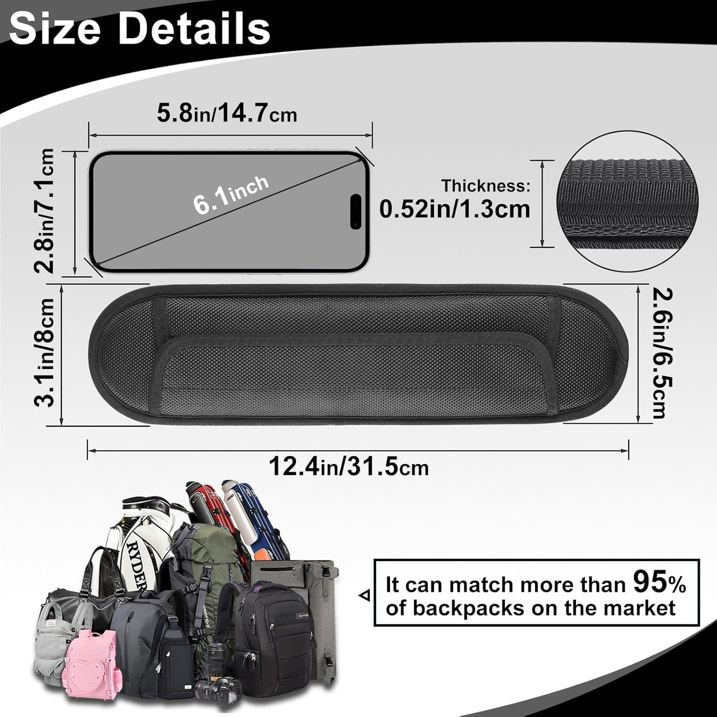 2 Pack Breathable Universal Shoulder Pad, Silica Gel Backpack Strap Pads, for Shoulder Bags, Guitar Strap, Detachable Shoulder Strap Pad Pads Help Relieve Shoulder Pain(Anti-Slip Texture)