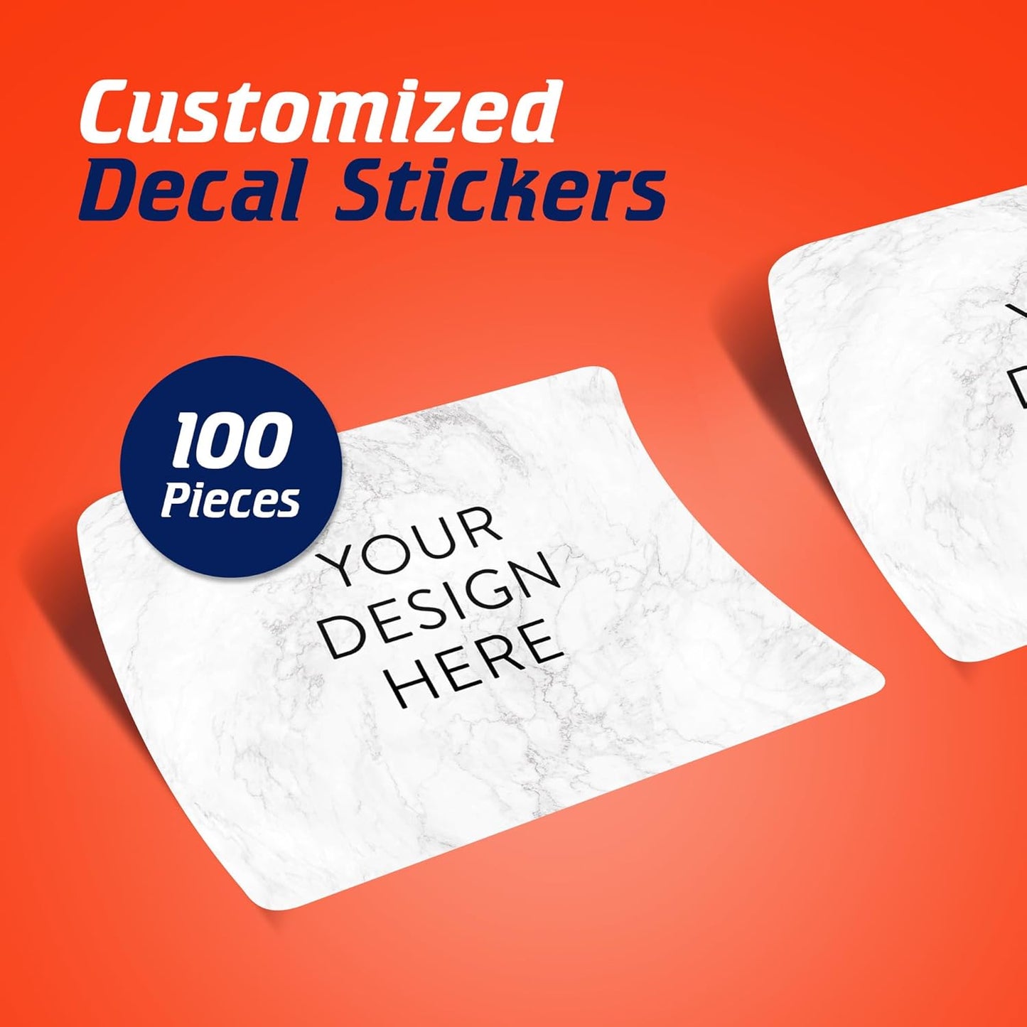100 Custom Vinyl Stickers - Upload Your own Image, Text, Design, Logo - Personalized Logo Labels for Handmade, Packaging, Bottle, Jars, Candle, Brand Stickers (Silver Marble, 5x3)