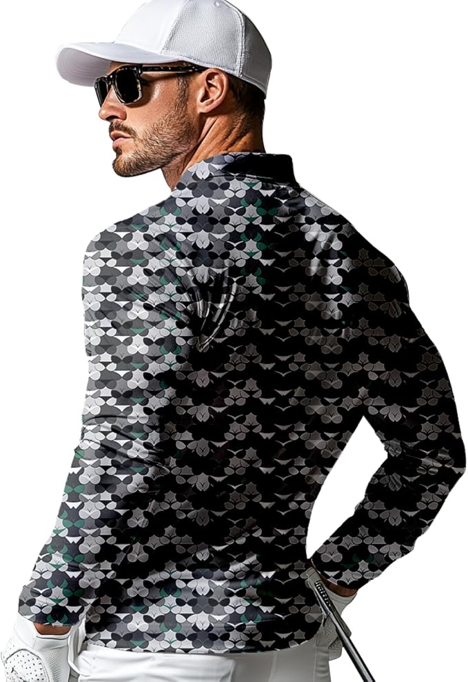 Men's Long Sleeve Golf Shirt Quick Dry 3 Button Work Fishing Outdoor Casual - Image 2