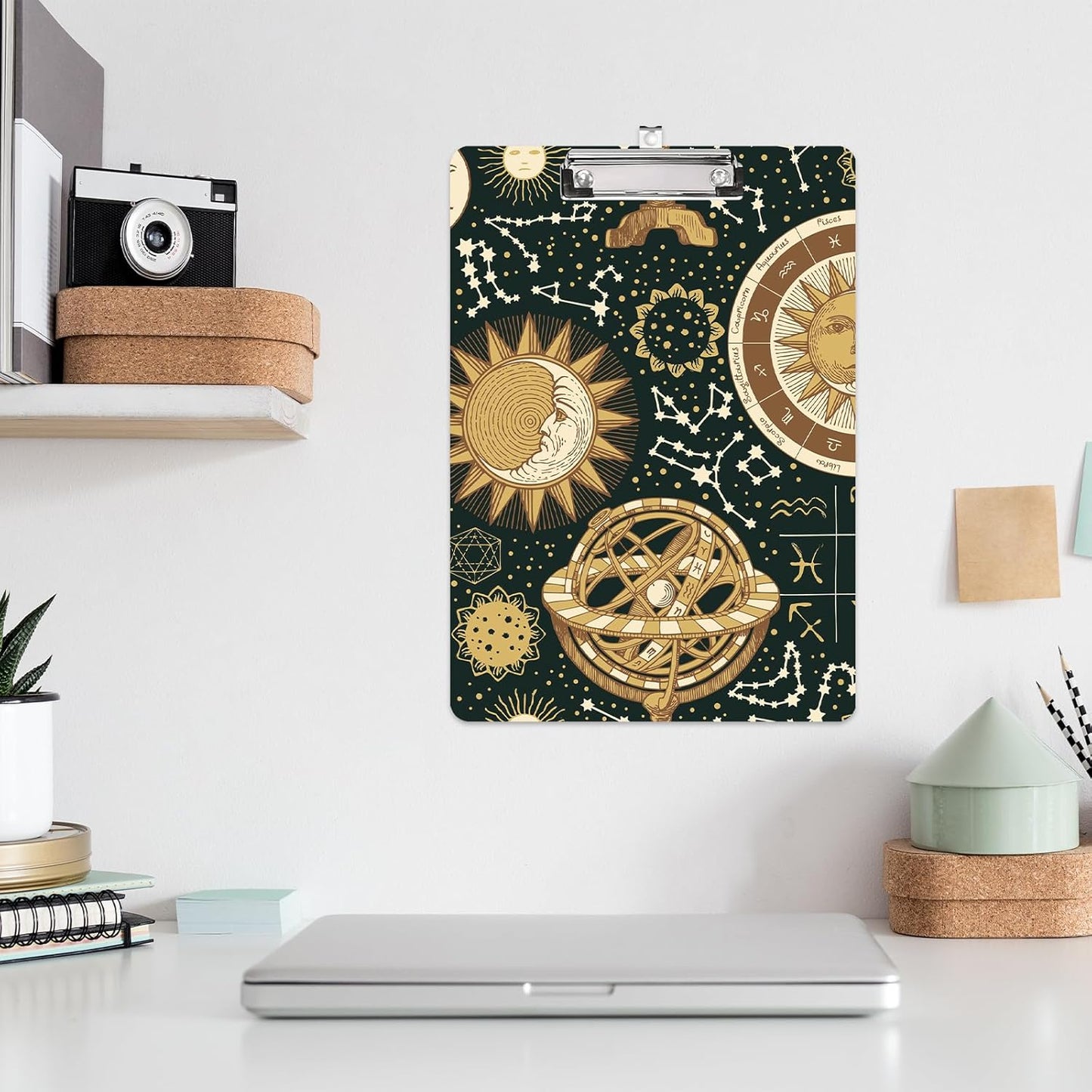 Horoscopes and Zodiacs Clipboard Standard A4 Letter Size 12.5 x 8.7 Plastic Clipboard Low Profile Clip Retractable Hanging Tab Decorative Clipboard