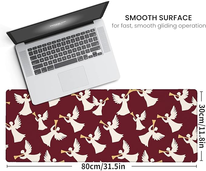Cute Angel Large Gaming Mouse Pad, Elegant Trumpet Spiritual Desk Mat, - Image 2