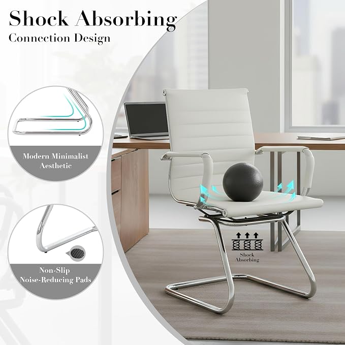 CIMOTA Waiting Room Chairs Leather Office Guest Chair Mid Back Reception Chairs - Image 4