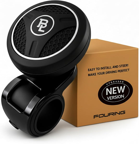 BL Steering Wheel Knob Spinner - Universal Non-Slip Fit, ABS & Premium Silicone Finish Suicide Knob with Metal Ball Bearing - Ideal for Cars, Trucks, Boats (Silicone Silver)