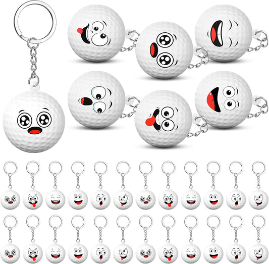 30 Pcs Golf Party Favors Sports Party Supplies for Boys Girls Funny Mini Face Stress Ball Keychains Cute Relief Balls for Golf Lovers Team Prizes Anxiety Relief Sport Favors